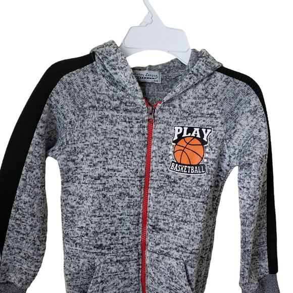 2 For $5 Sale Victory League Boys Gray Knit Basketball Hoodie Sweater Size 5|6 - Picture 3 of 8